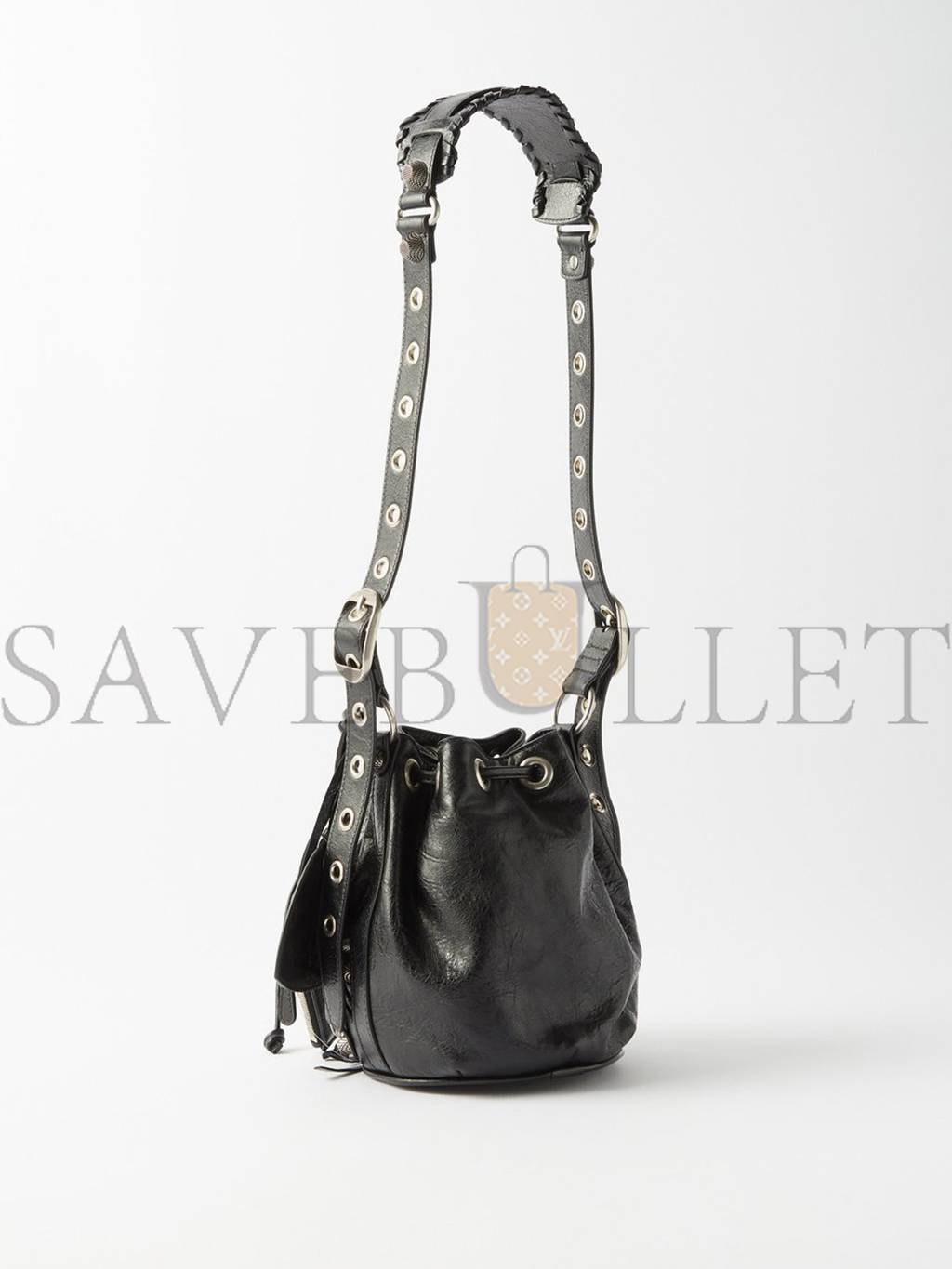 Ba*len*cia*ga black le cagole xs crinkled-leather bucket bag matchesfashion us (22*20*15cm)