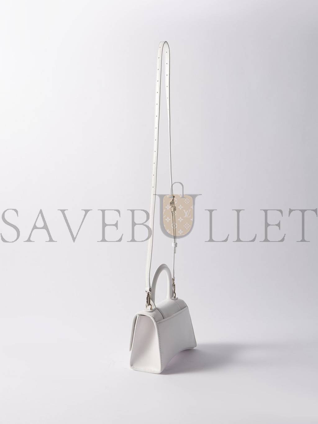 Ba*len*cia*ga white hourglass xs crystal-logo leather bag matchesfashion us (19*11.5*7.5cm)