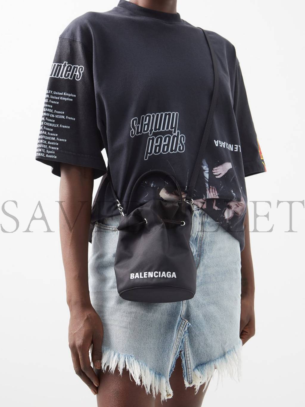 Ba*len*cia*ga black wheel xs canvas bucket bag matchesfashion us (19*14.2*14.2cm)