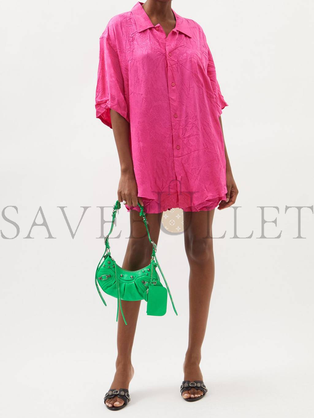 Ba*len*cia*ga green cagole xs studded leather shoulder bag matchesfashion us (25*17.7*6cm)