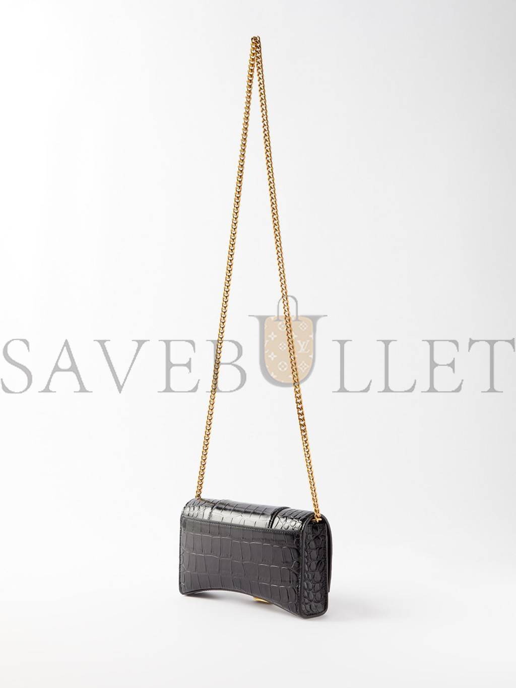 Ba*len*cia*ga black hourglass crocodile-effect leather cross-body bag matchesfashion us (19.8*12.1*5cm)