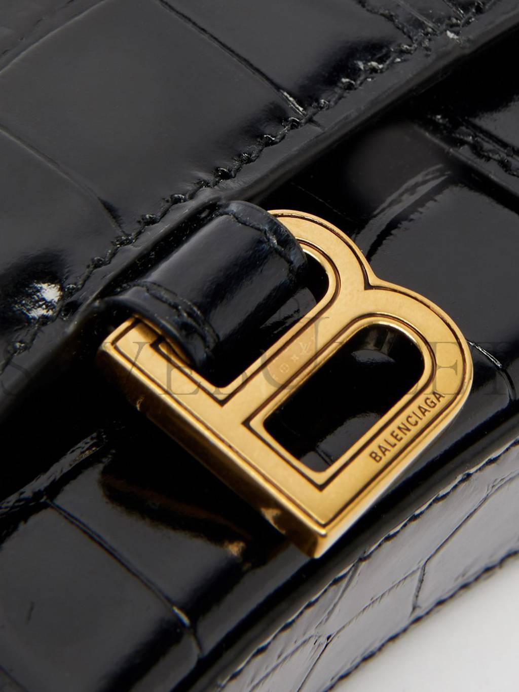 Ba*len*cia*ga black hourglass mini b-logo crocodile-effect leather bag matchesfashion us (11.6*7.8*4.5cm)