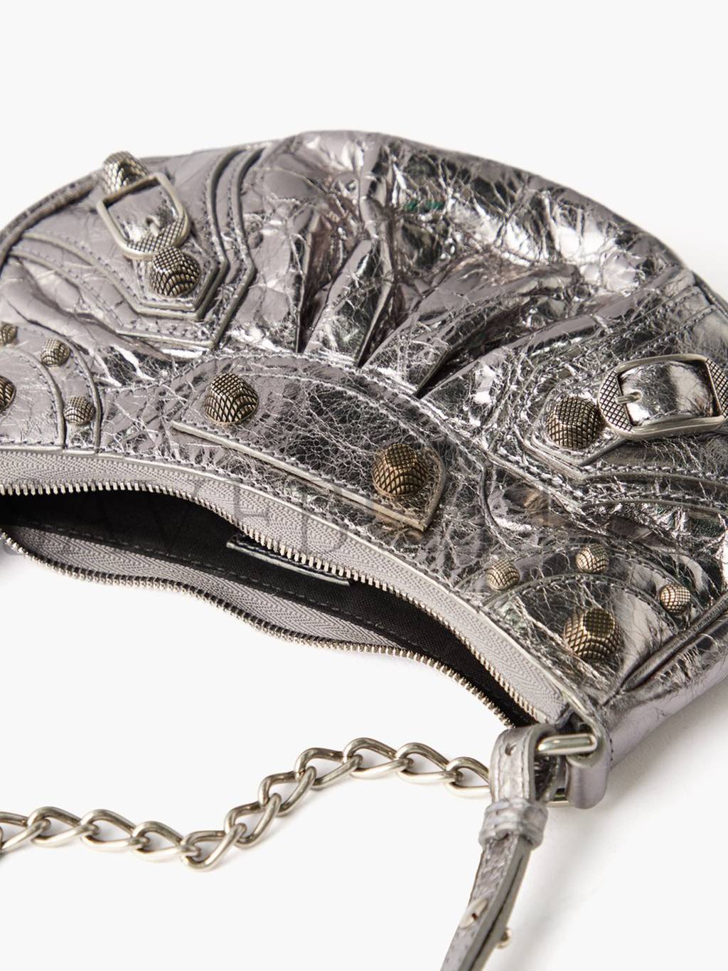 Ba*len*cia*ga silver cagole mini leather shoulder bag matchesfashion us (20*10*3.8cm)