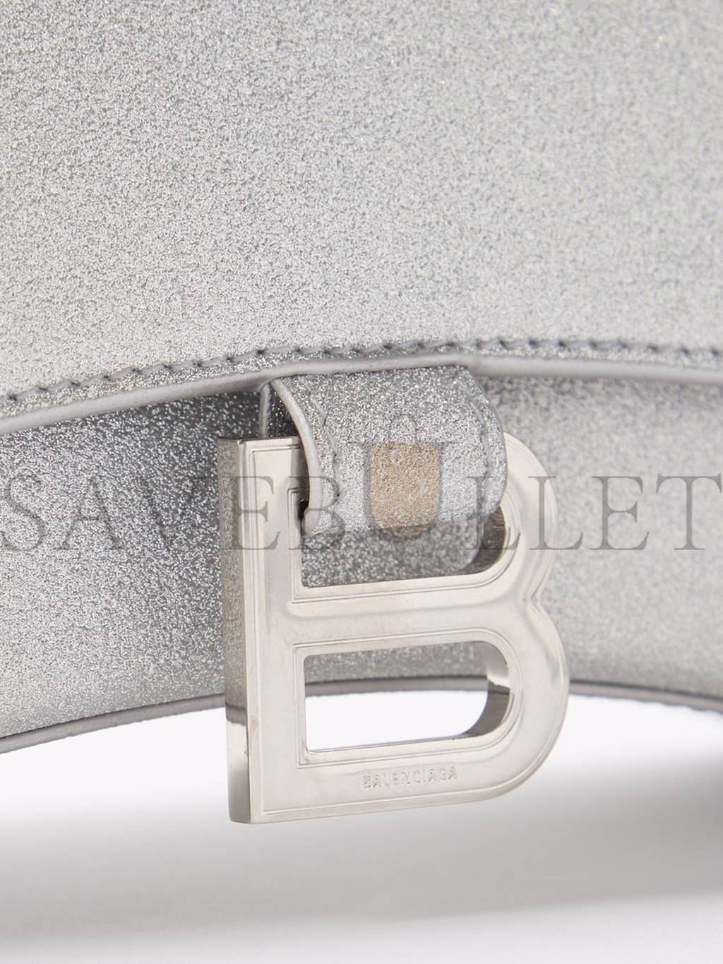 Ba*len*cia*ga silver hourglass xs glitter faux-leather bag matchesfashion us (19*12*6.6cm)