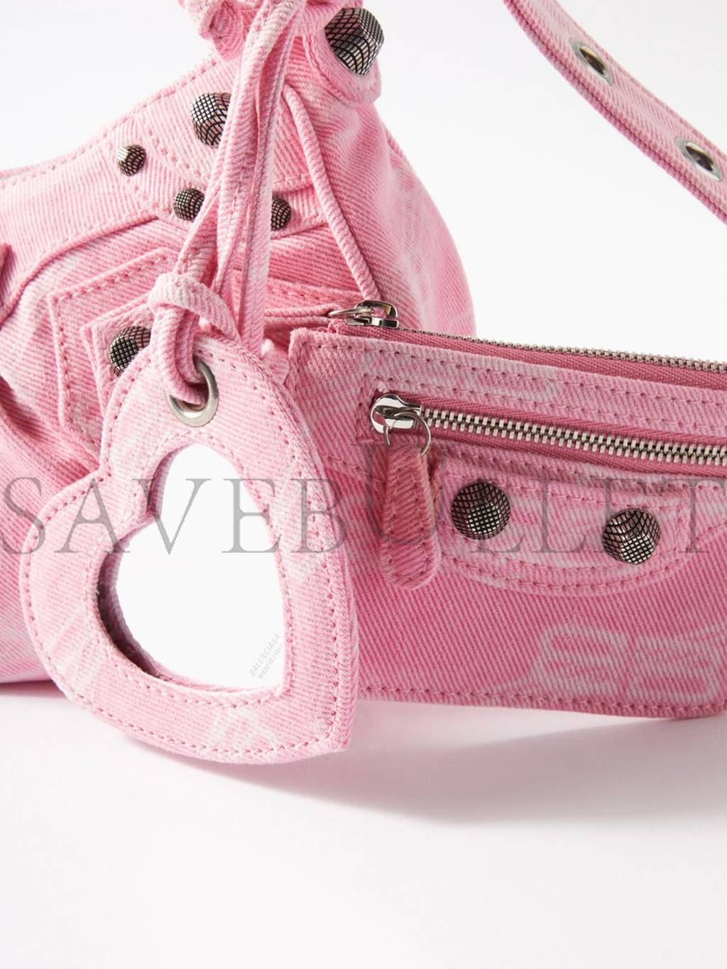 Ba*len*cia*ga pink le cagole xs logo-print denim shoulder bag matchesfashion us (25.6*11.4*7.3cm)