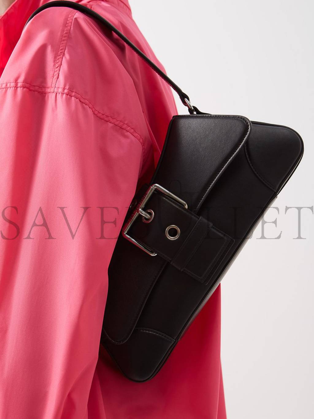 Ba*len*cia*ga black lindsay m buckled leather shoulder bag matchesfashion us (34.7*15.2*6cm)