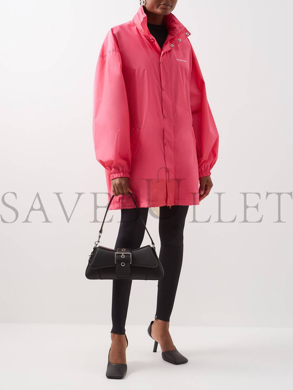 Ba*len*cia*ga black lindsay m buckled leather shoulder bag matchesfashion us (34.7*15.2*6cm)