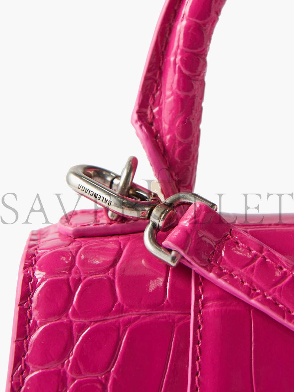 Ba*len*cia*ga pink hourglass xs crocodile-effect leather bag matchesfashion us (19.5*12*5cm)