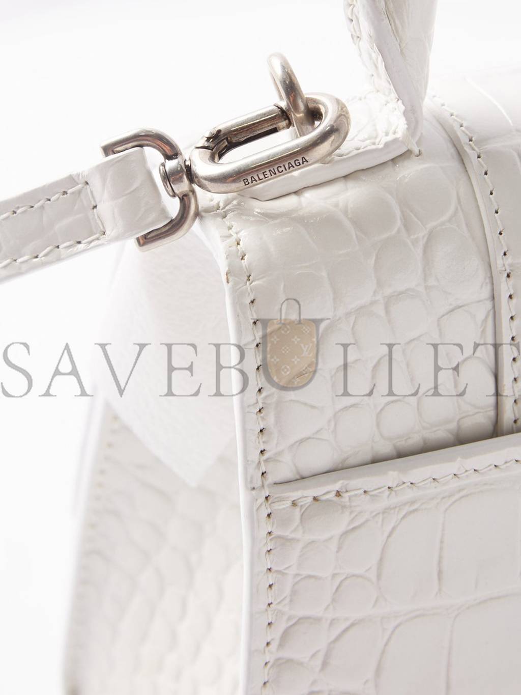 Ba*len*cia*ga white hourglass s crocodile-effect leather bag matchesfashion us (22.8*15.2*9cm)