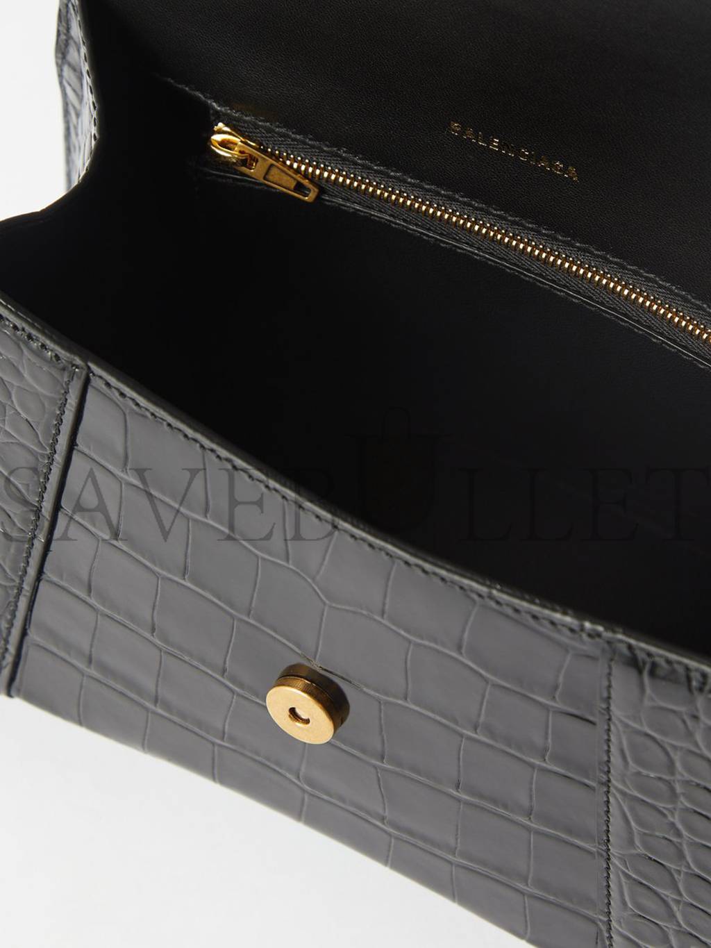 Ba*len*cia*ga black hourglass s crocodile-effect leather bag matchesfashion us (22.8*15.2*9cm)
