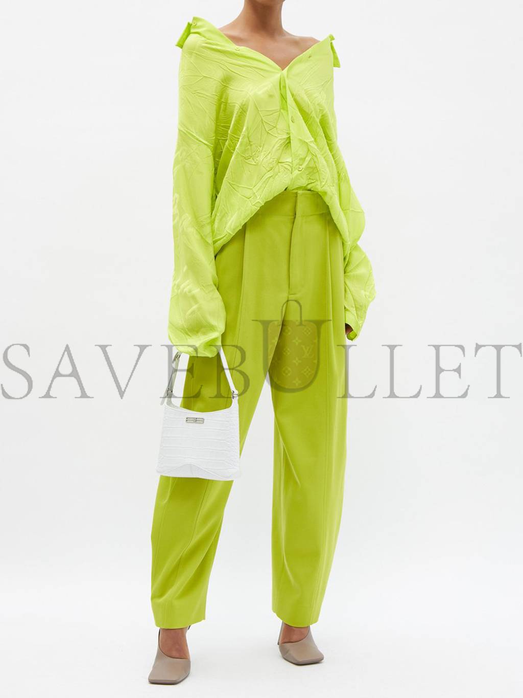 Ba*len*cia*ga white xx bb-logo crocodile-effect leather shoulder bag matchesfashion us (22.8*16.5*4cm)