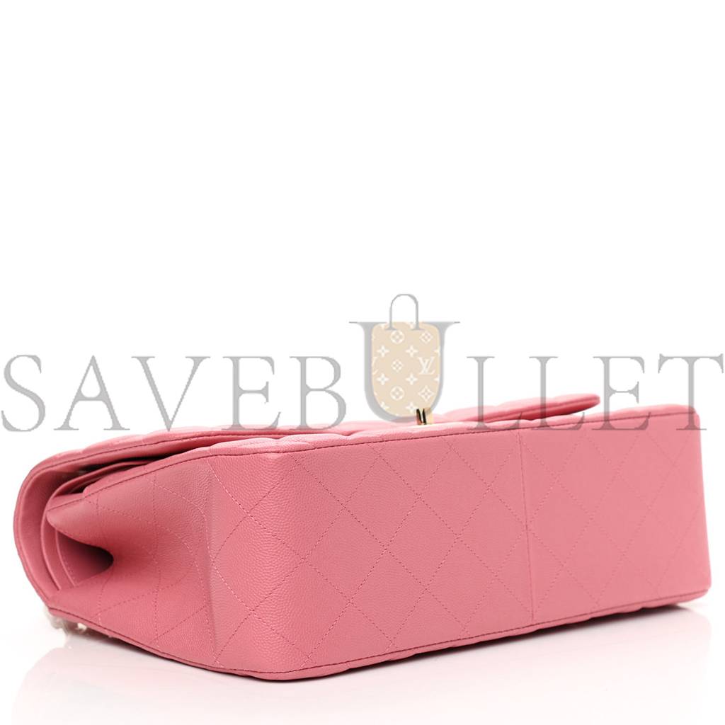Ch*el caviar quilted jumbo double flap dark pink rose gold hardware (30*19*9cm)