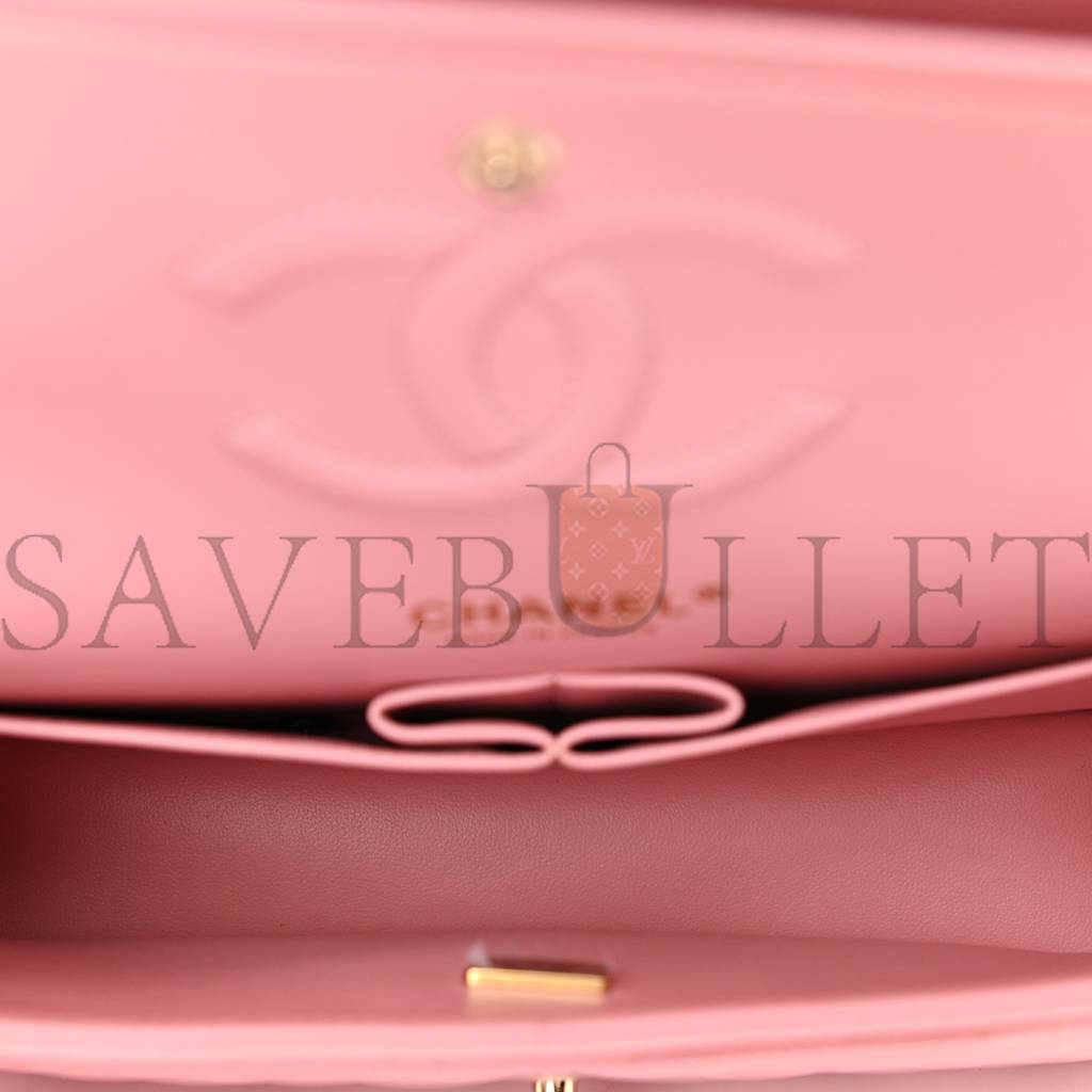 Ch*el caviar quilted medium double flap pink (25*15*6cm)