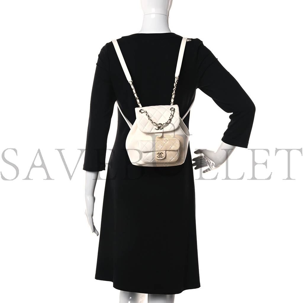 Ch*el lambskin quilted small duma drawstring backpack white (19*17*12cm)