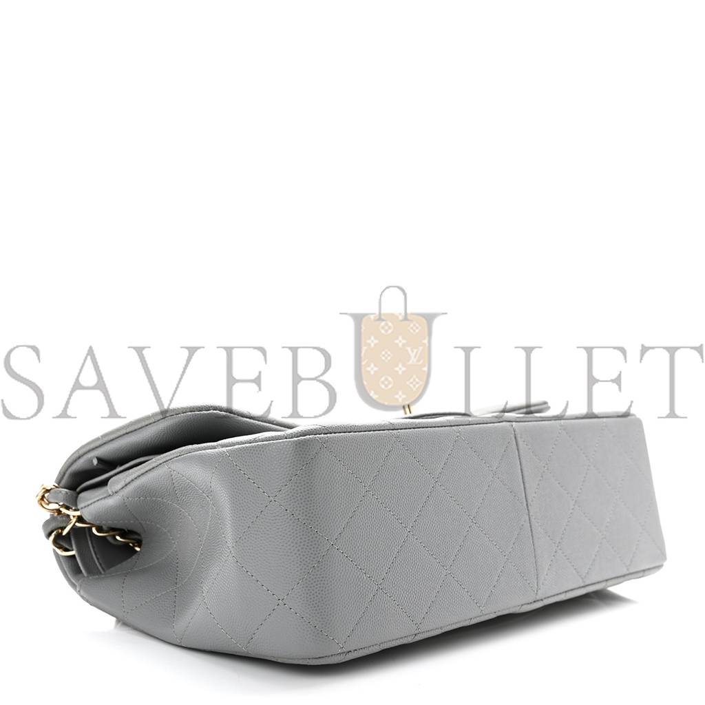 Ch*el caviar quilted jumbo double flap grey rose gold hardware (30*19*8cm)