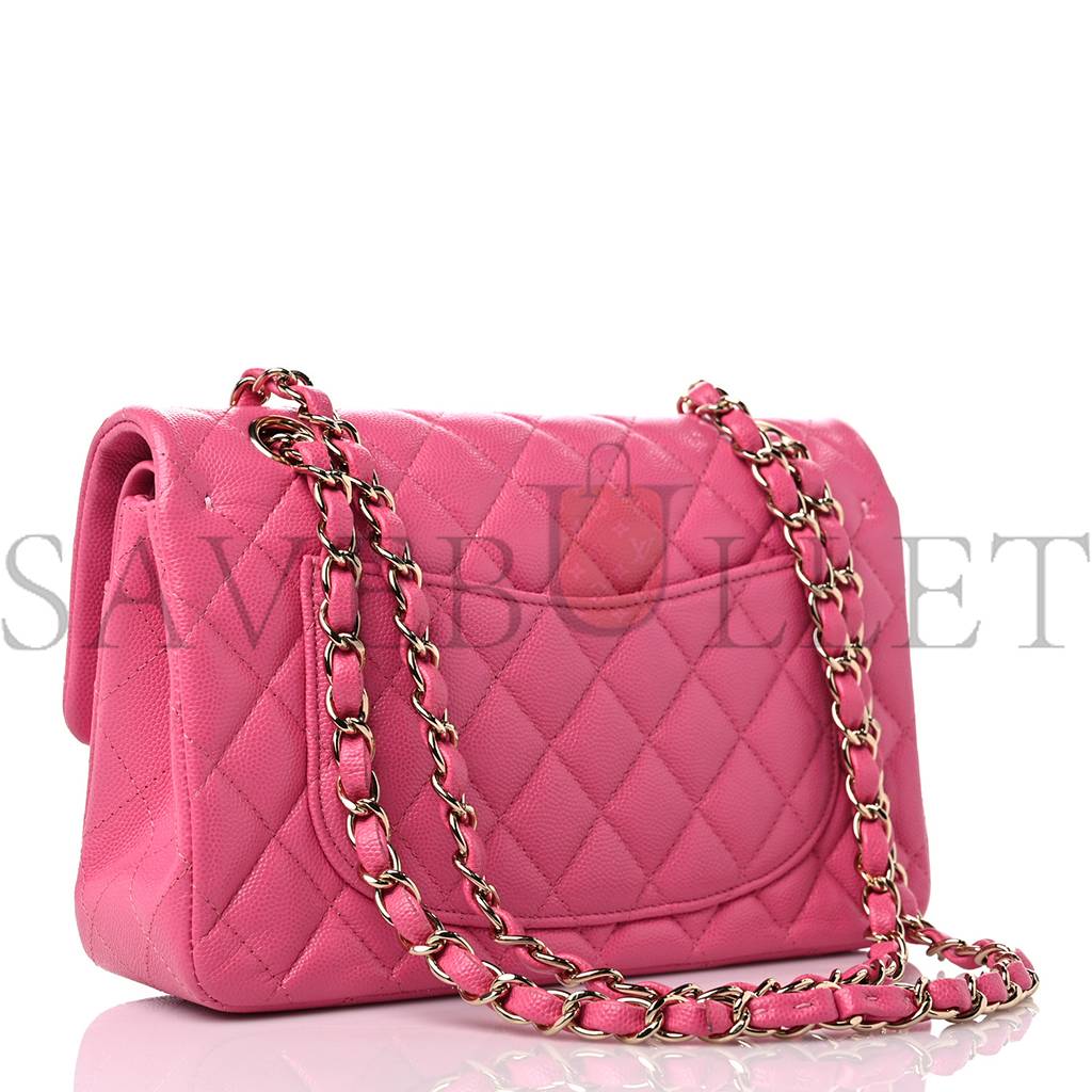 Ch*el caviar quilted small double flap pink gold hardware (22*15*6cm)