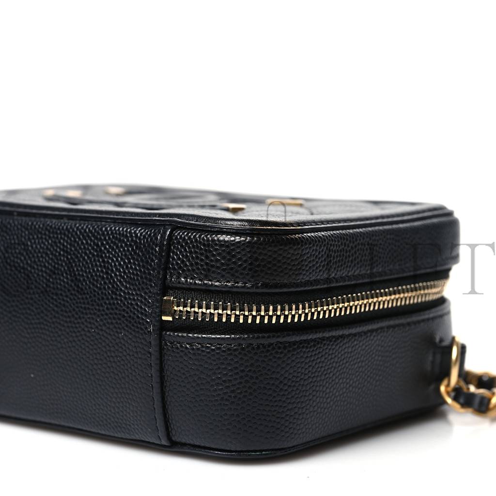 Ch*el caviar quilted cc filigree vanity clutch with chain black (14*10*6cm)