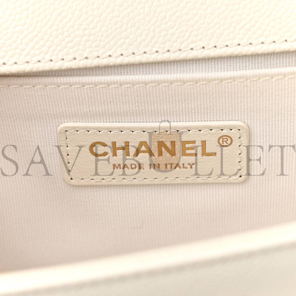Ch*el caviar quilted medium boy flap white rose gold hardware (25*15*10cm)