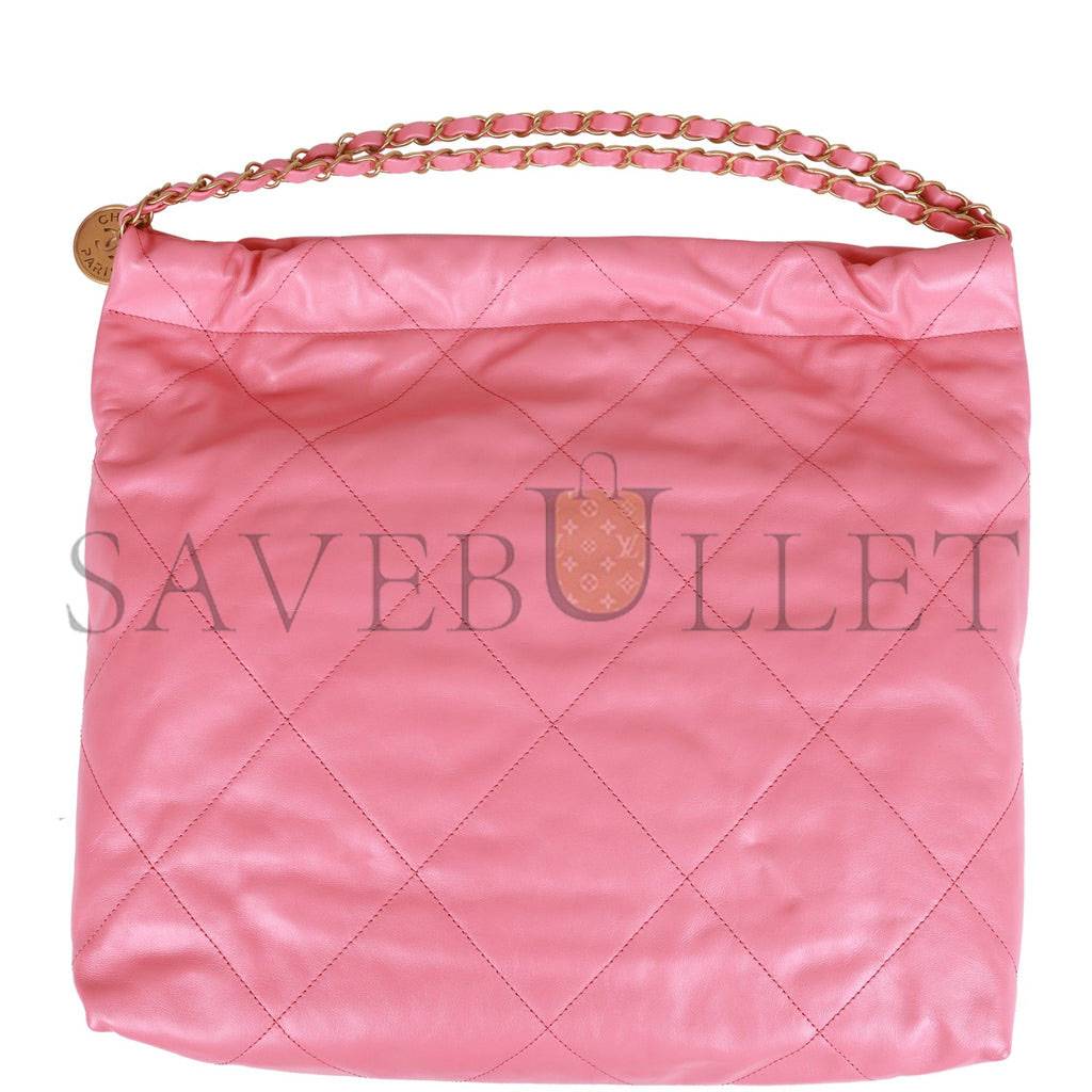 Ch*el small 22 bag pink calfskin gold hardware (30*28*8cm)