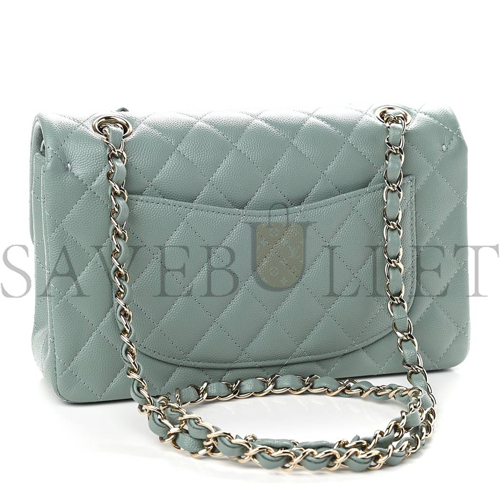 Ch*el caviar quilted small double flap dark green rose gold hardware (22*14*6cm)