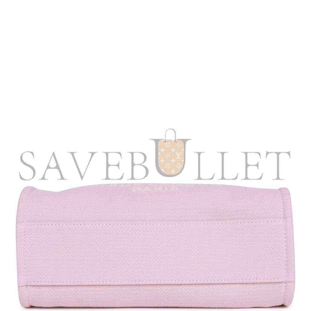 Ch*el small deauville shopping bag pink boucle light gold hardware (34*27*15cm)