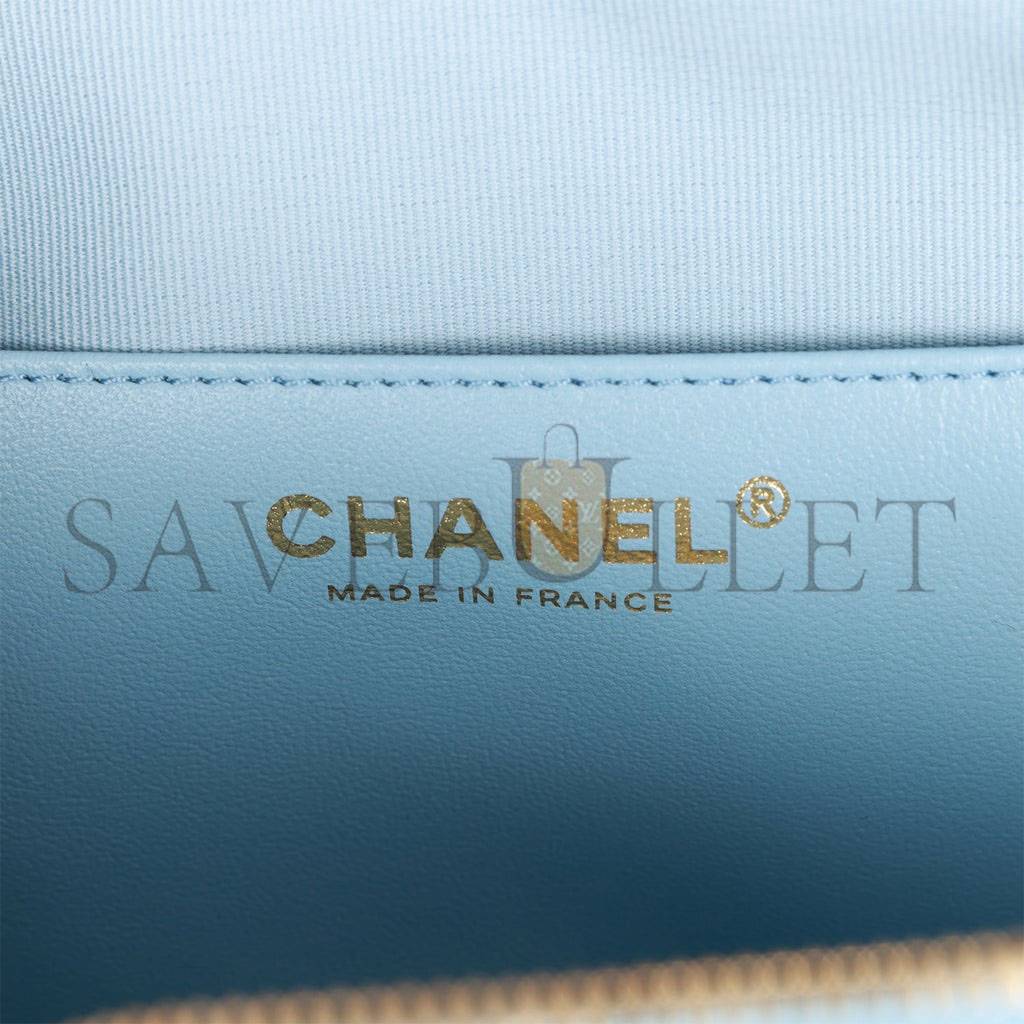 Ch*el cc in love large heart bag blue lambskin light gold hardware (20*18*6cm)