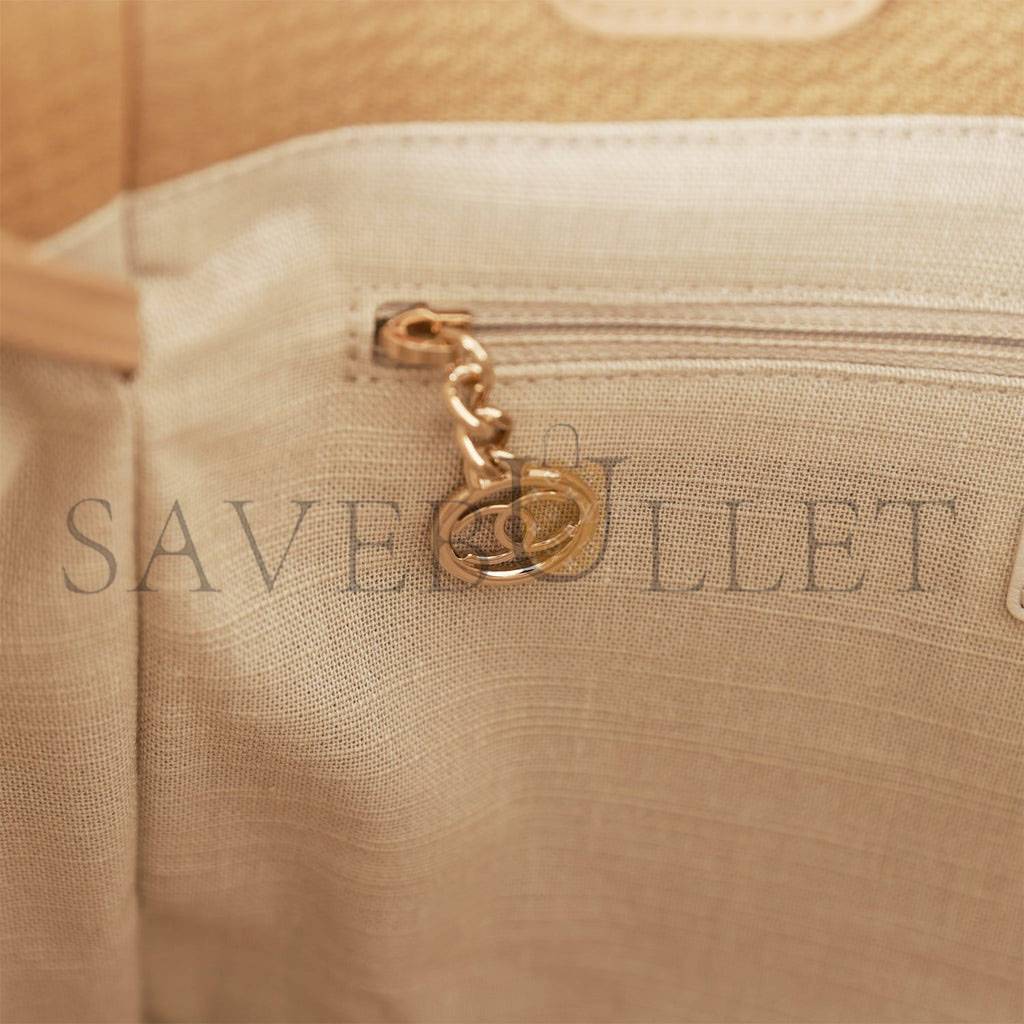 Ch*el small deauville shopping bag beige boucle light gold hardware (34*27*15cm)