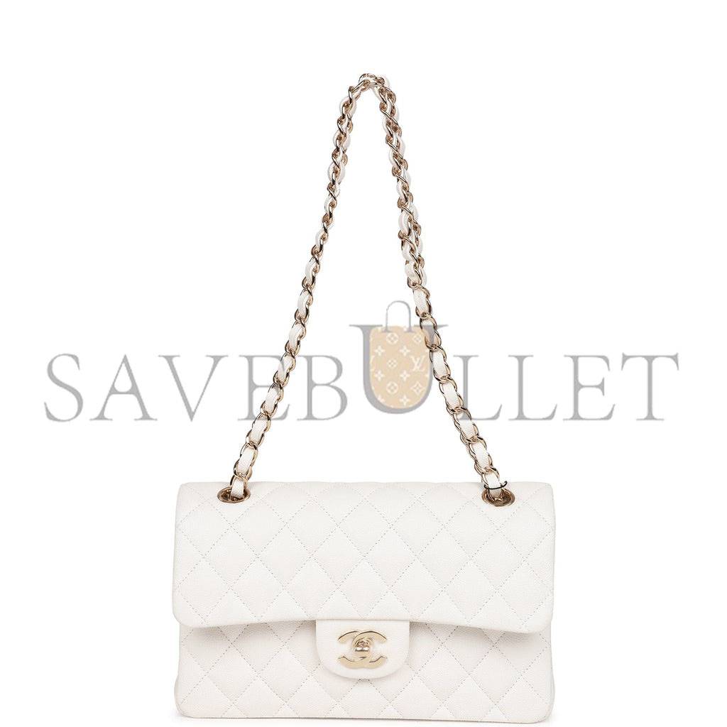 Ch*el small classic double flap white caviar gold hardware (23*13*6cm)