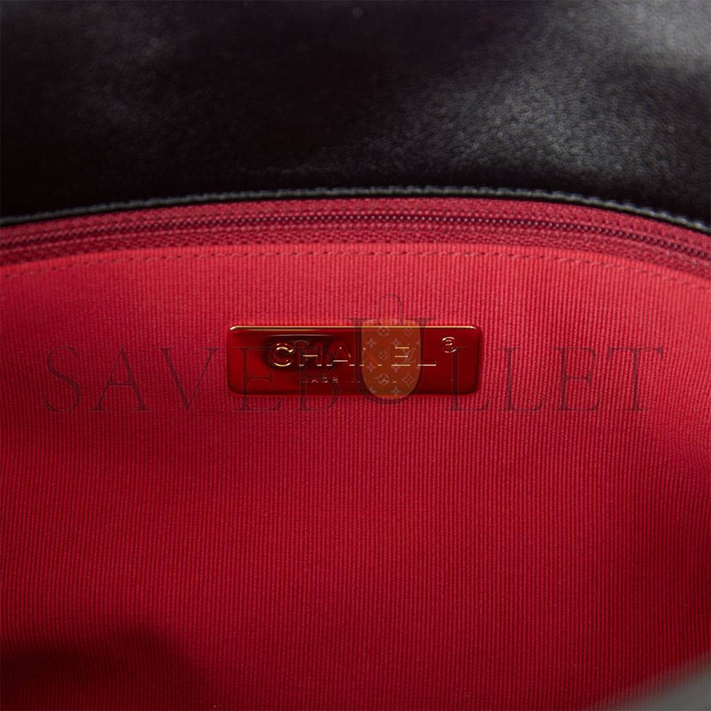 Ch*el large 19 flap bag black lambskin mixed hardware (30*20*9cm)