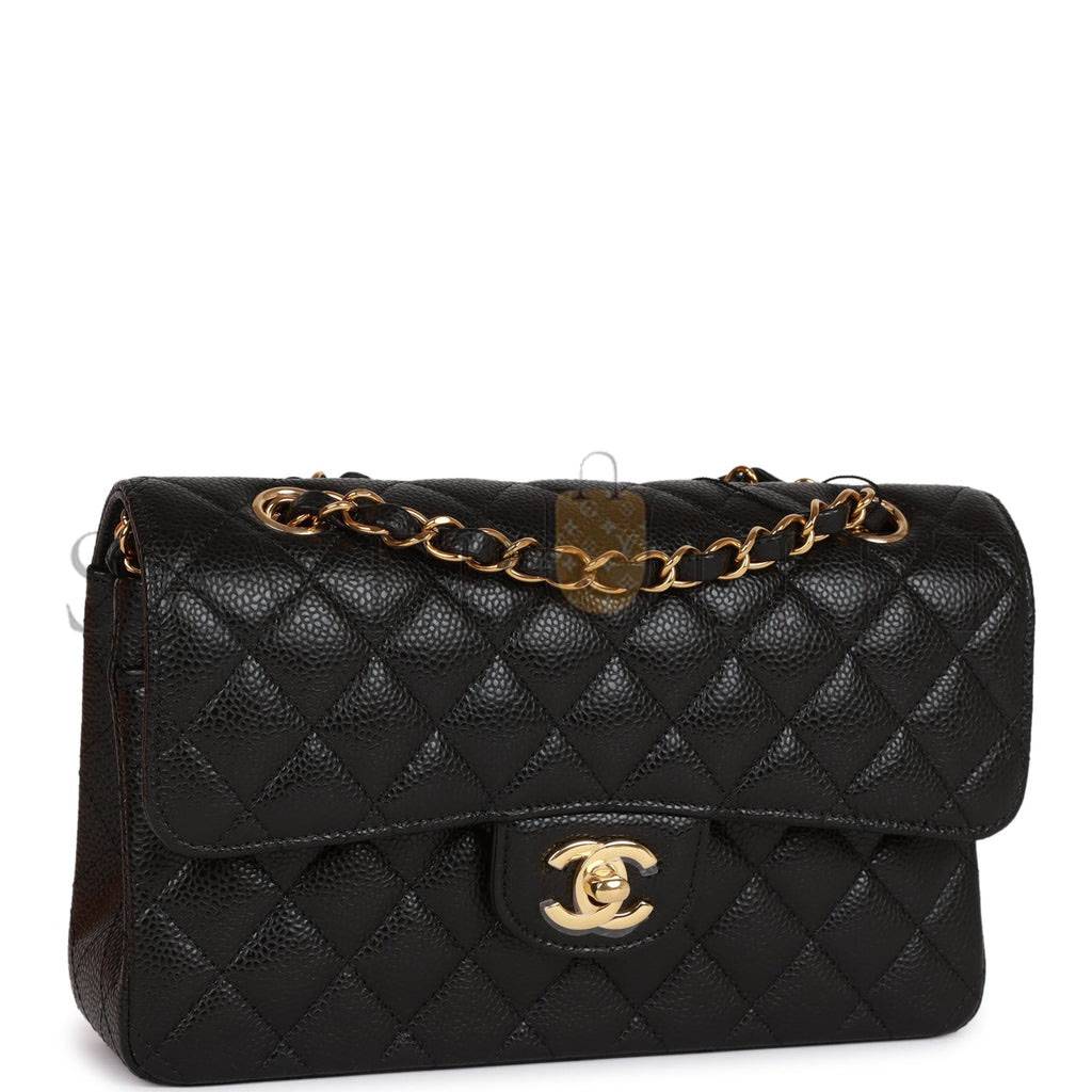 Ch*el small classic double flap black caviar gold hardware (23*13*6cm)