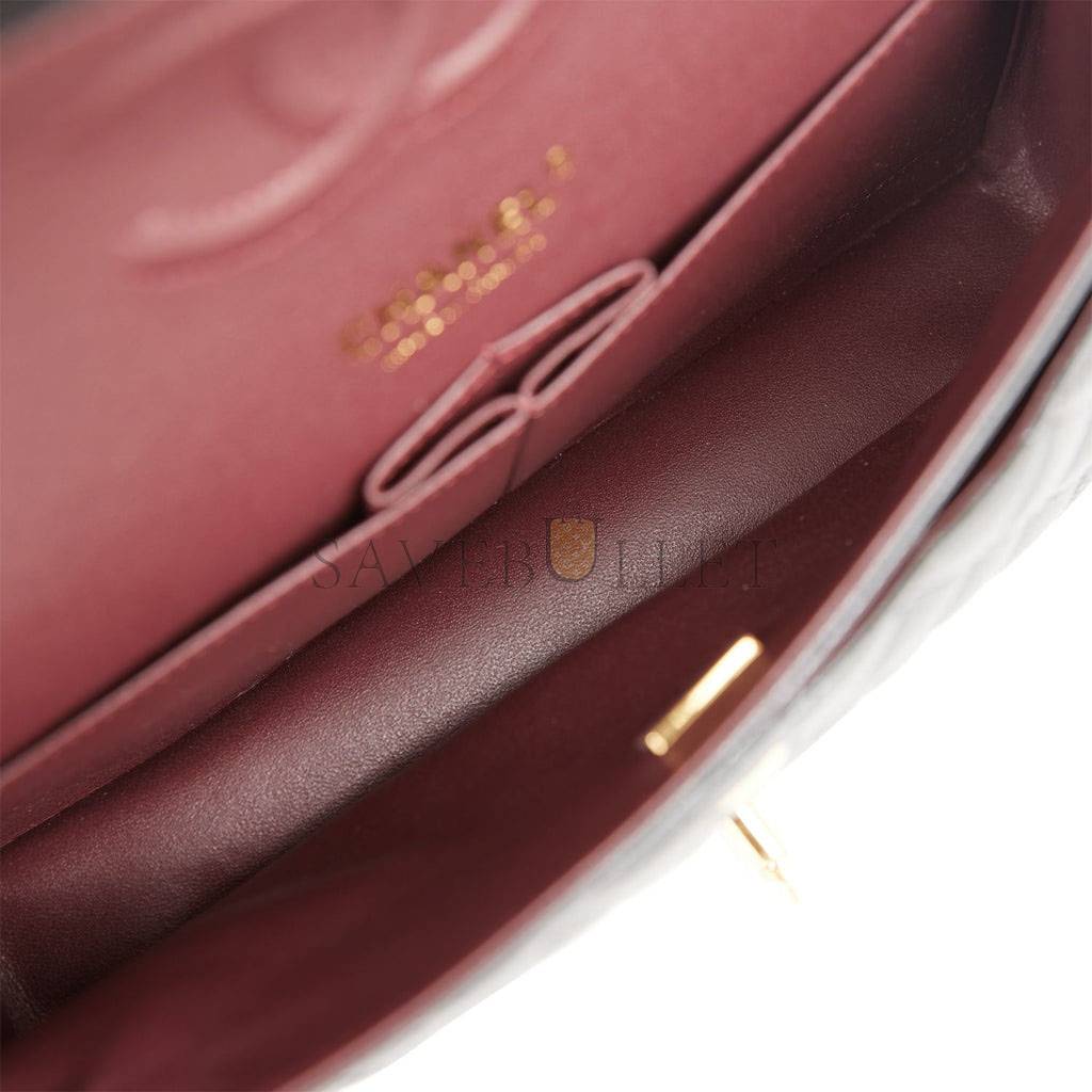 Ch*el medium classic double flap bag black quilted caviar gold hardware (25*15*7cm)