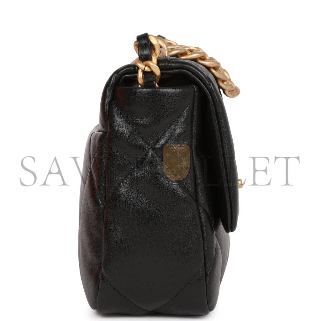 Ch*el medium 19 flap bag black lambskin mixed hardware (25*16*9cm)