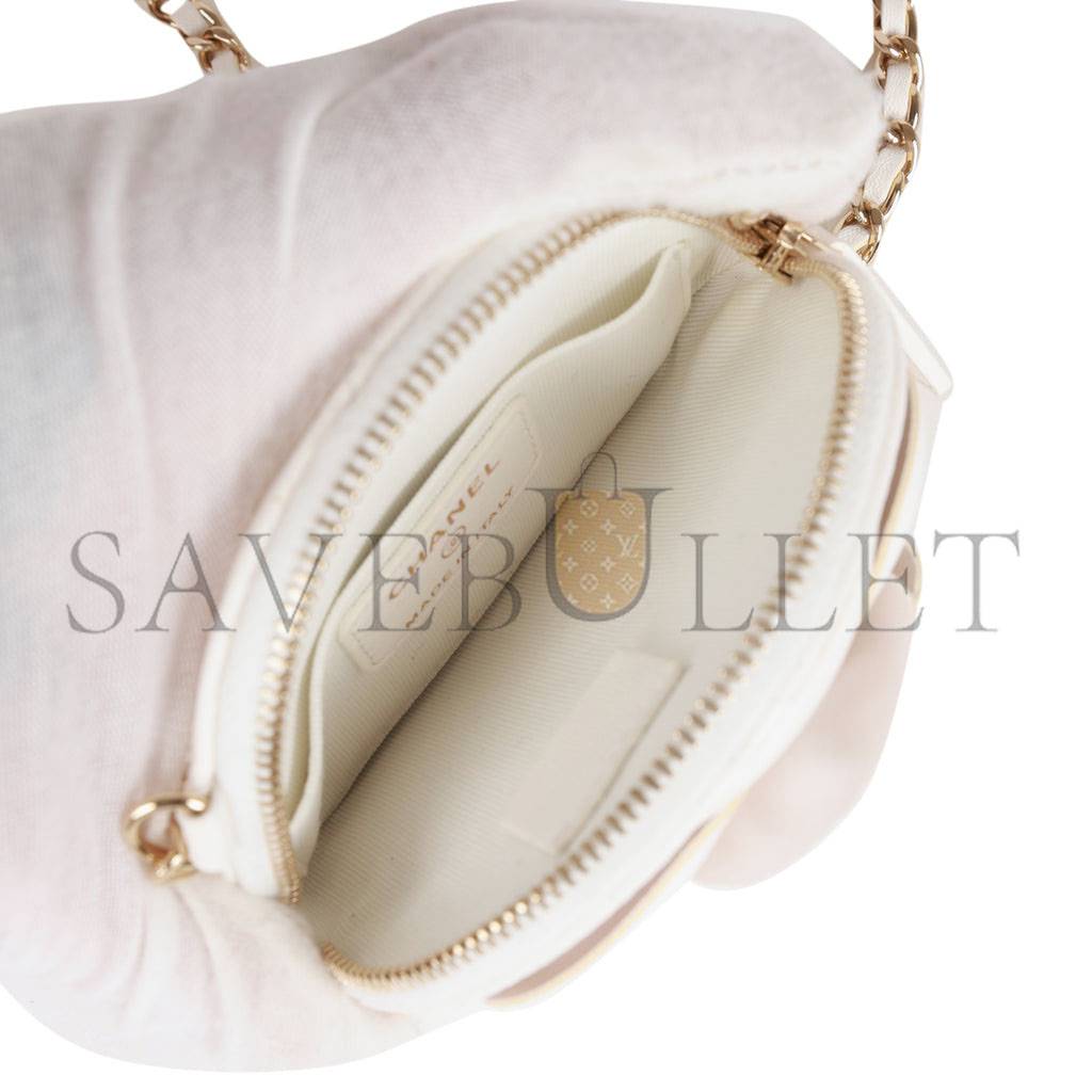 Ch*el camellia clutch with chain white lambskin light gold hardware (13*13*5cm)