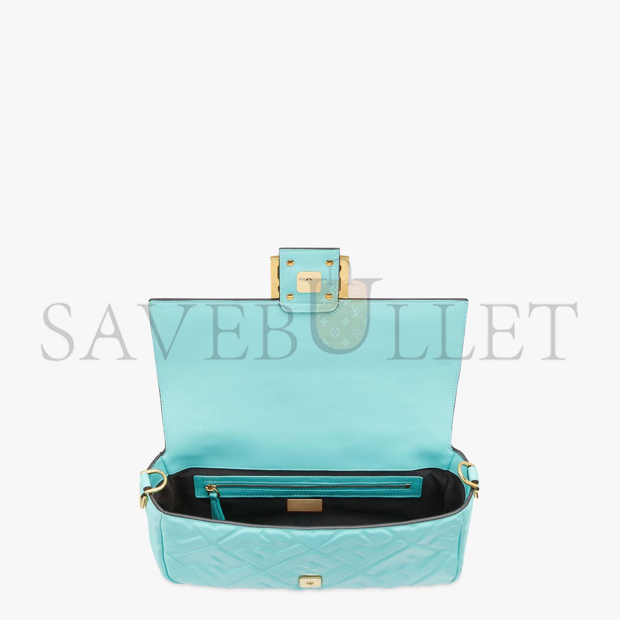 F**di baguette - turquoise nappa leather bag 8br600a72vf1jty (27*15*6cm)