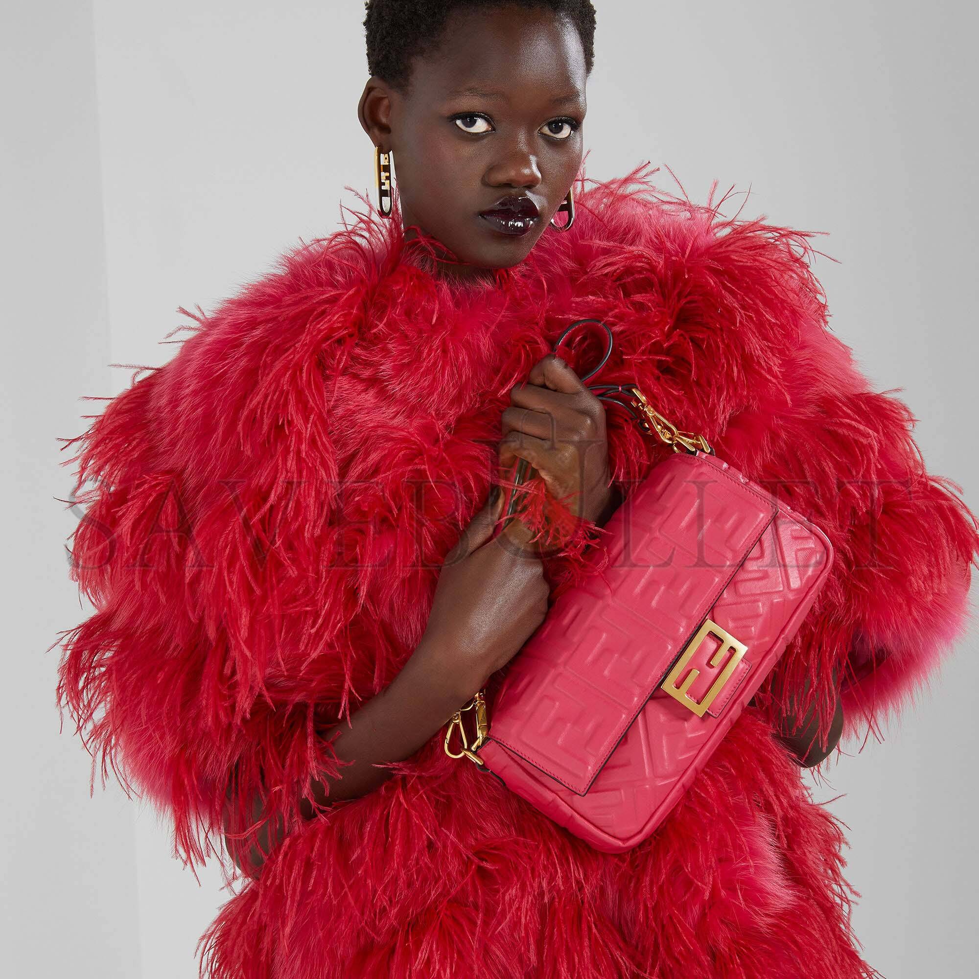 F**di baguette - red nappa leather bag 8br600a72vf1844 (27*15*6cm)