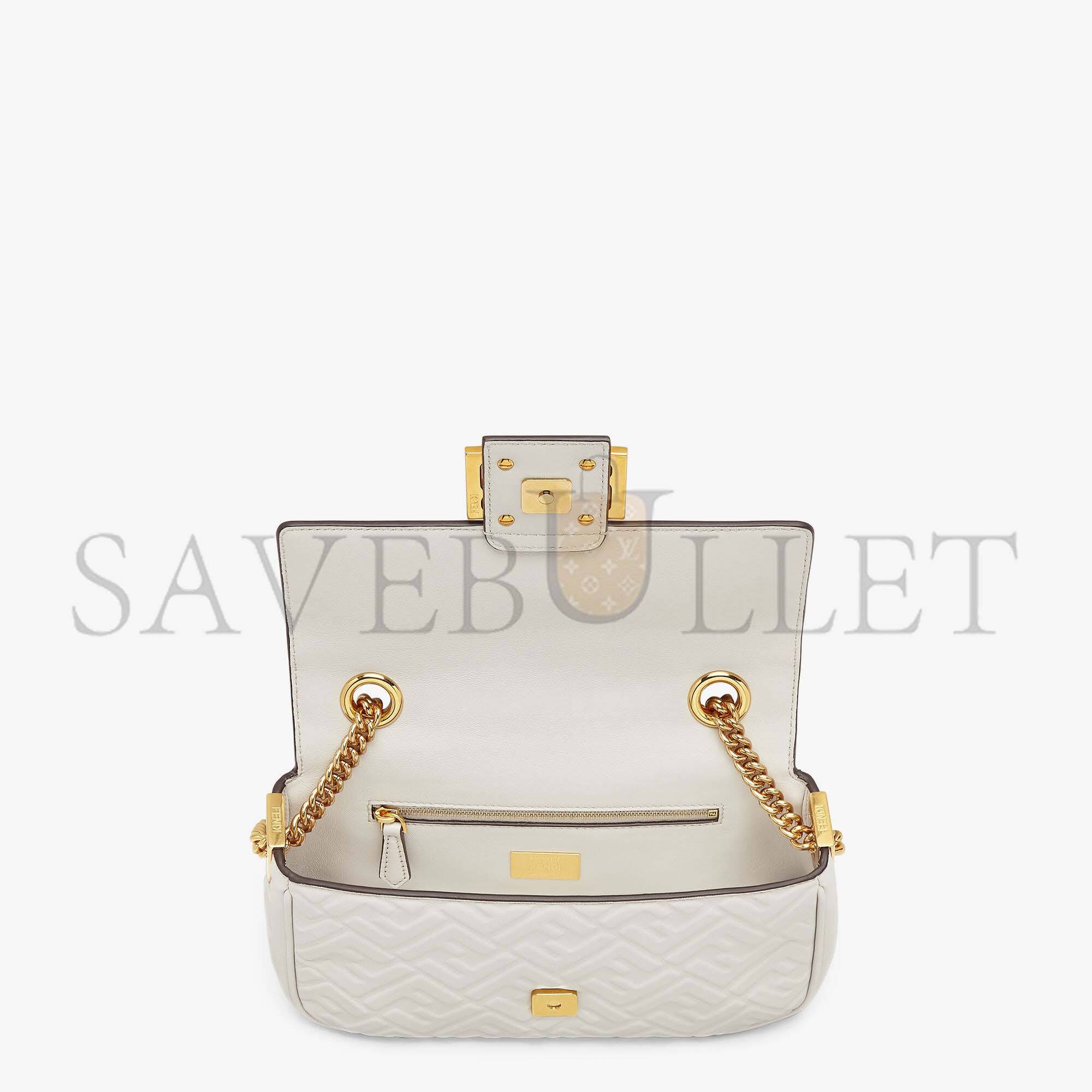 F**di baguette chain midi - light gray leather bag 8br793ah9cf1bz0 (24*14.5*7cm)