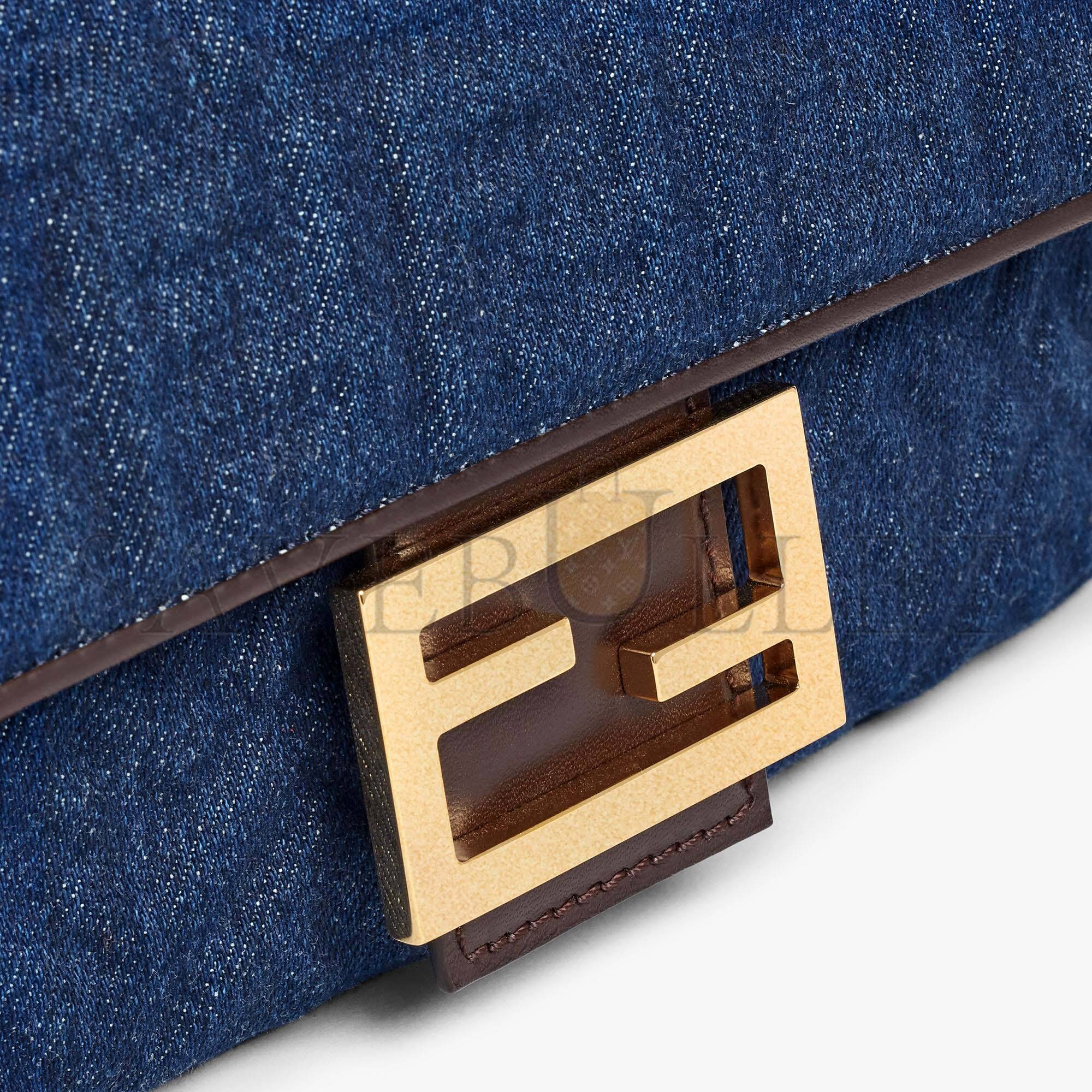 F**di baguette chain midi - dark blue denim bag 8br793alowf1hzw (24*14.5*7cm)