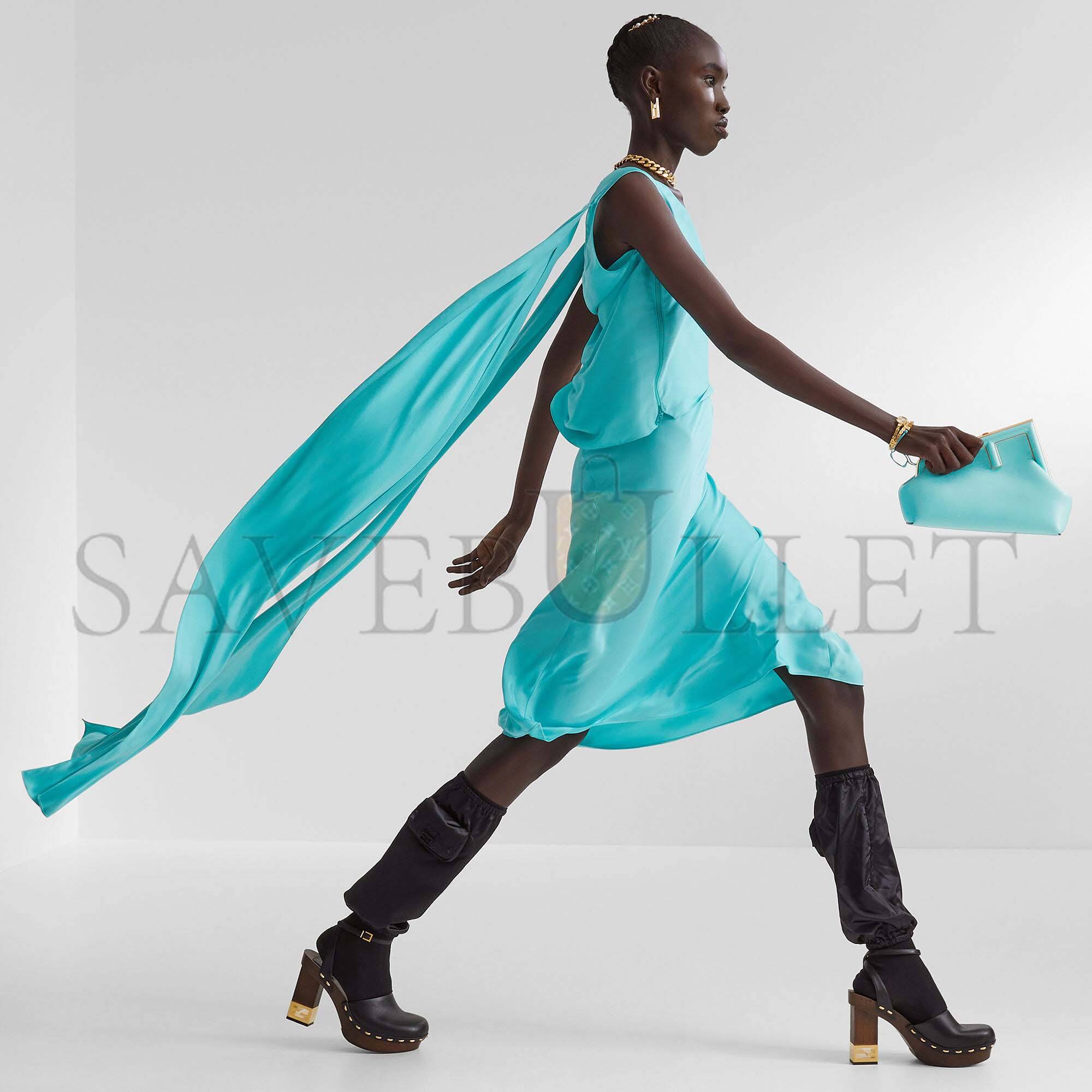 F**di first small - turquoise leather bag 8bp129abvef1jtx (26*18*9.5cm)