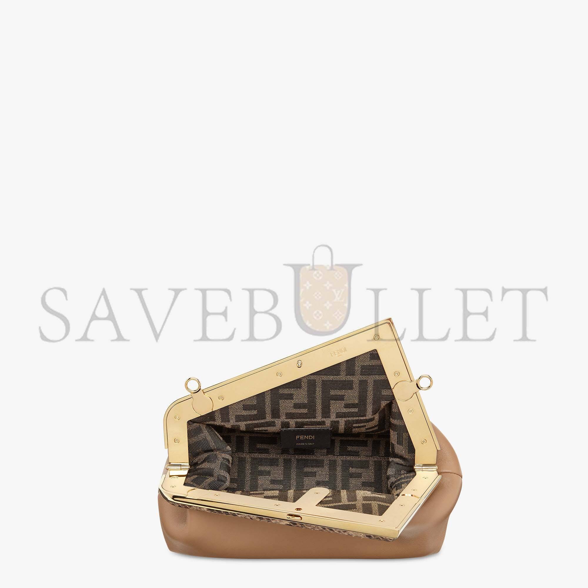 F**di first small - beige leather bag with exotic details 8bp129agwrf1gem (26*18*9.5cm)