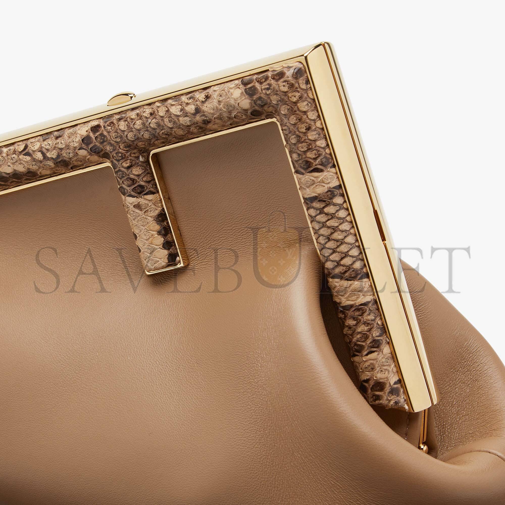 F**di first small - beige leather bag with exotic details 8bp129agwrf1gem (26*18*9.5cm)