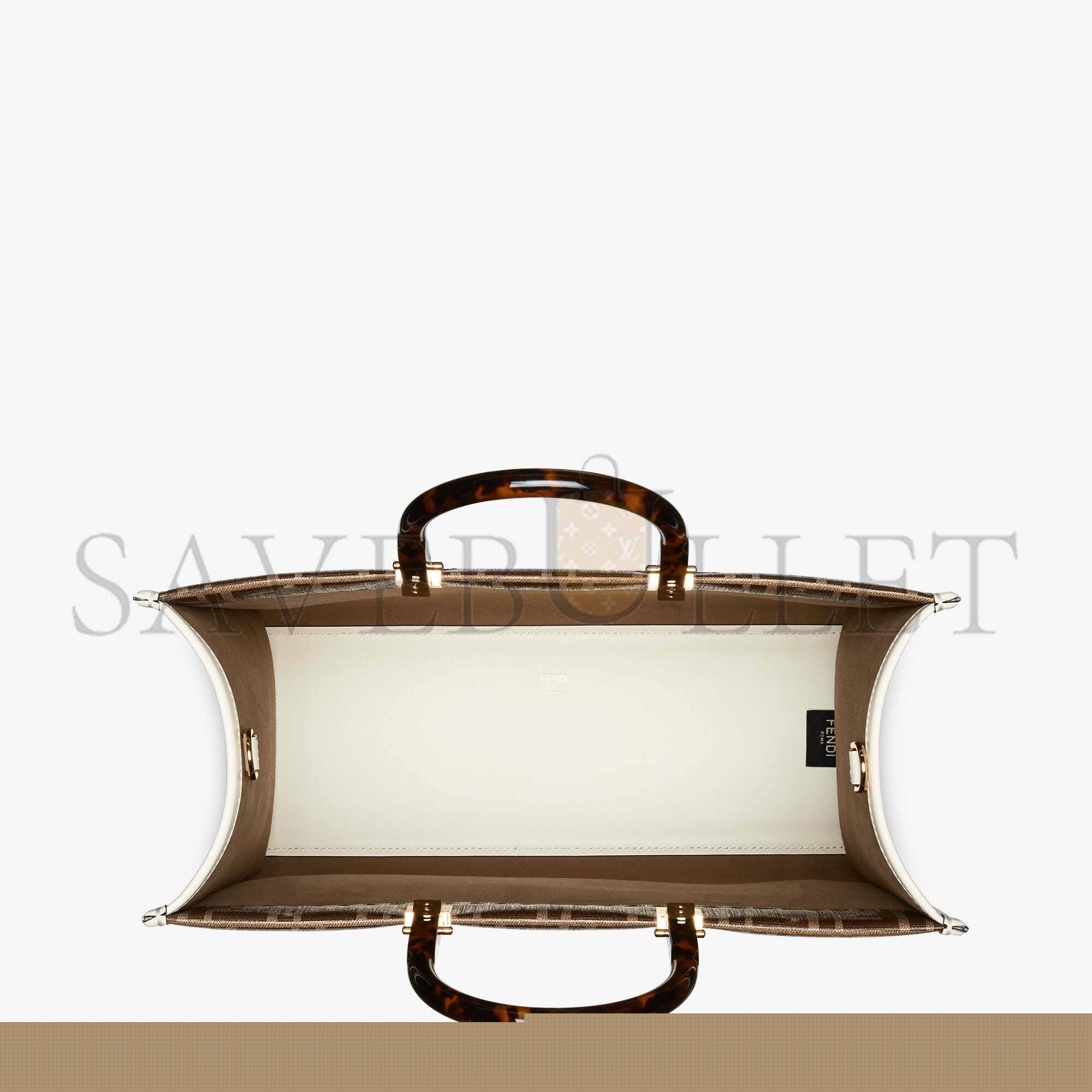 F**di sunshine medium - ff glazed fabric shopper with inlay 8bh386ajhjf1hb5 (35*31*17cm)