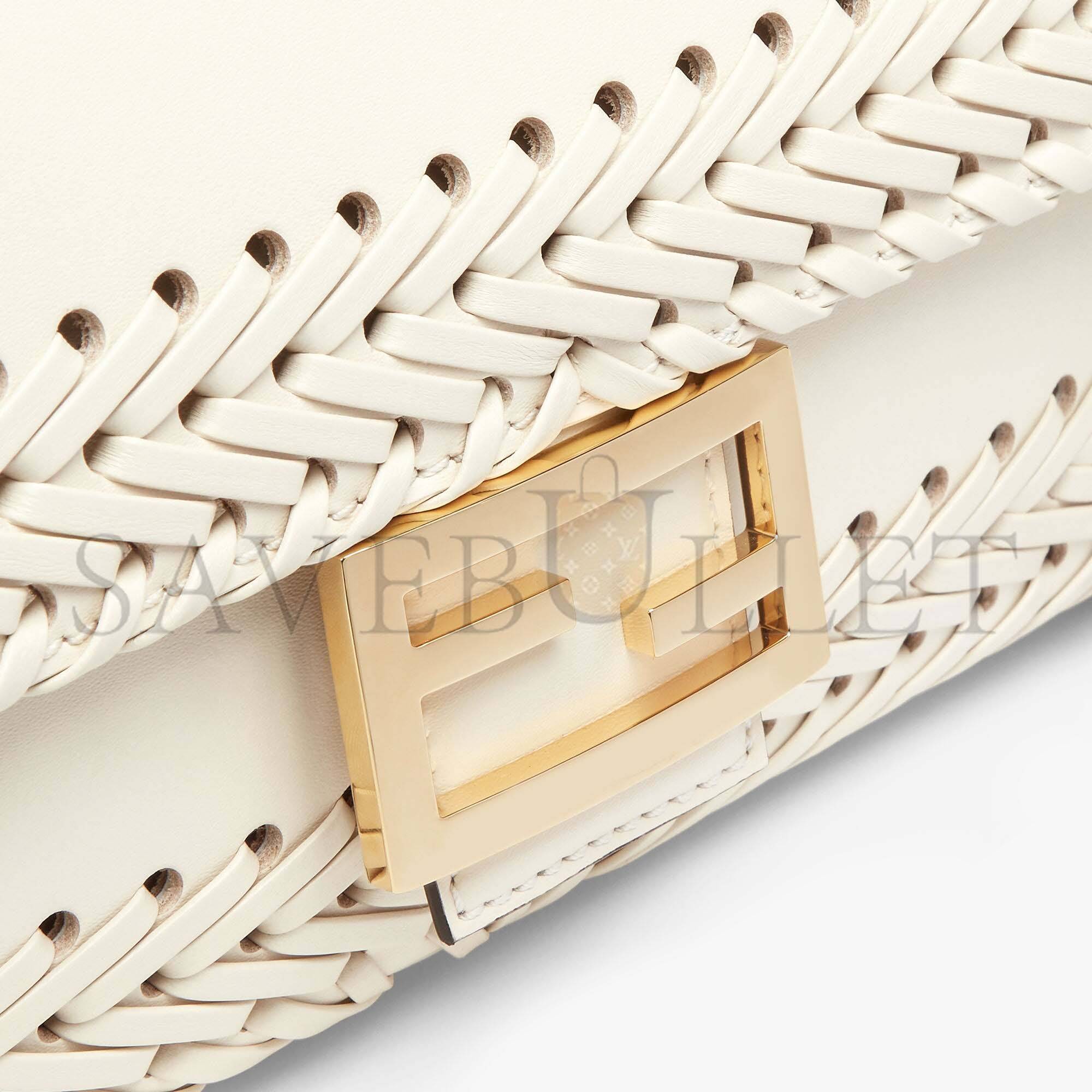 F**di baguette - white leather bag 8br600ahwdf0k7e (27*15*6cm)