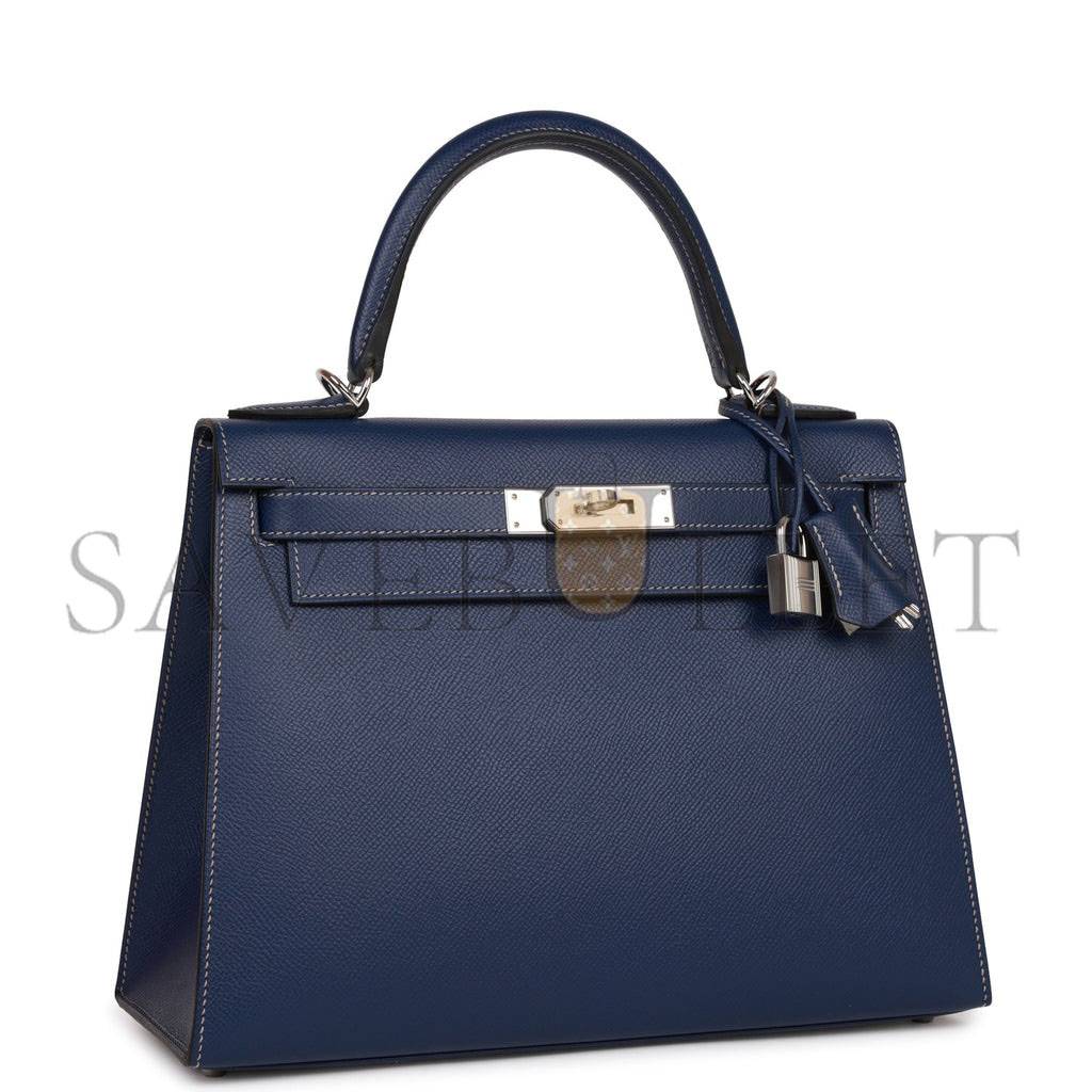 H**mes special order (hss) kelly sellier 28 bleu indigo epsom palladium hardware (28*22*10cm)
