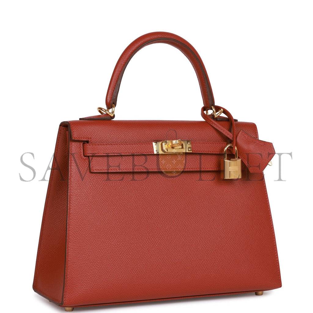 H**mes kelly sellier 25 rouge venetian epsom gold hardware (25*17*7cm)