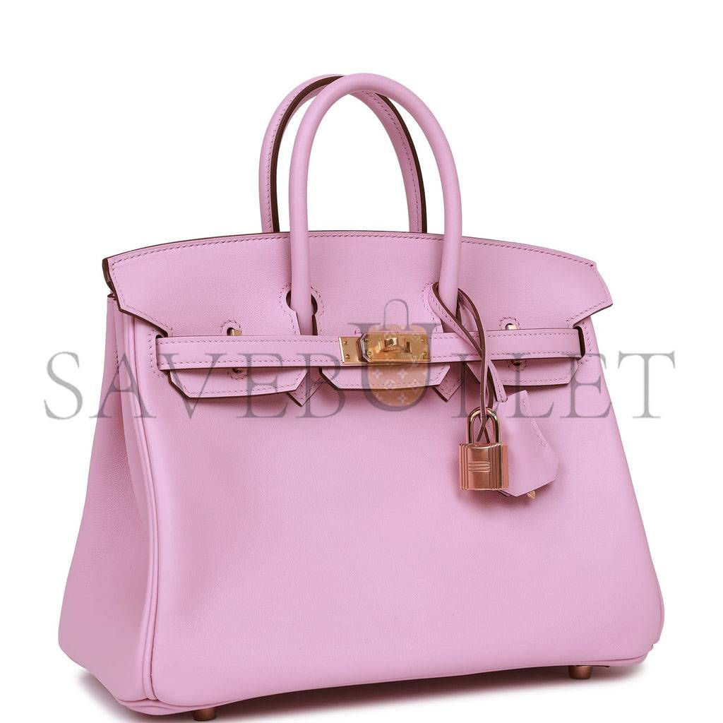 H**mes birkin 25 mauve sylvestre swift rose gold hardware handmade (25cm)