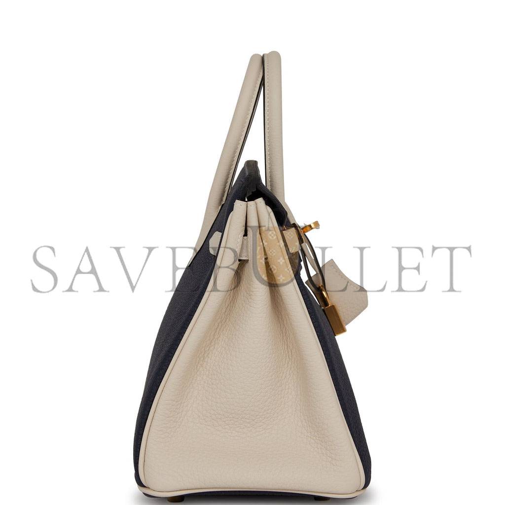 H**mes special order (hss) birkin 25 bleu nuit and craie togo gold hardware handmade (25cm)