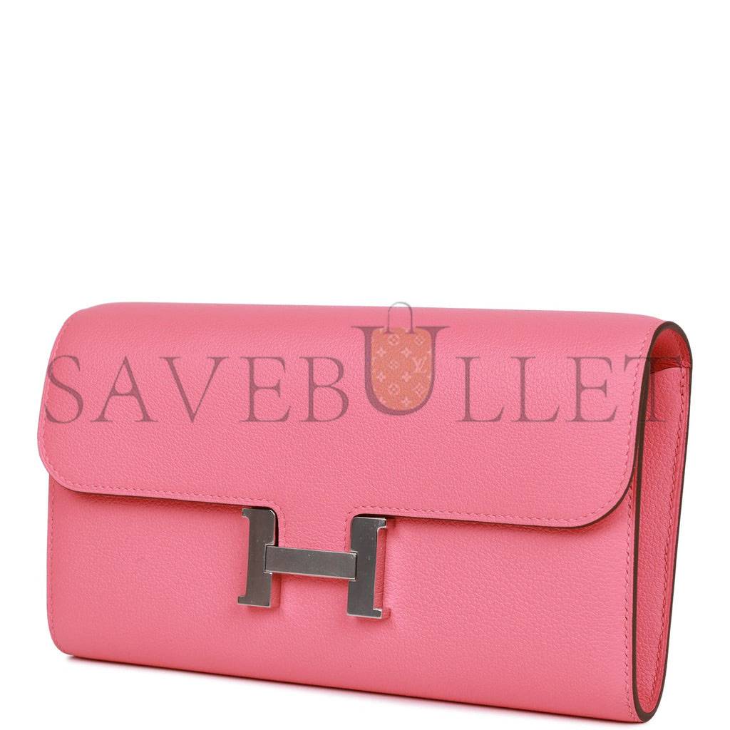 H**mes constance wallet to go rose azalee evercolor palladium hardware (20.3*11.4*3.8cm)