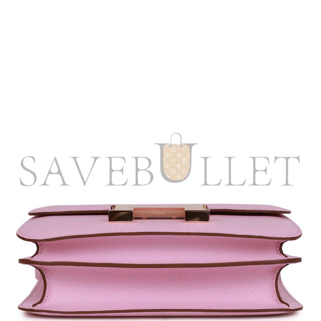 H**mes constance 18 mauve sylvestre epsom rose gold hardware (18cm)