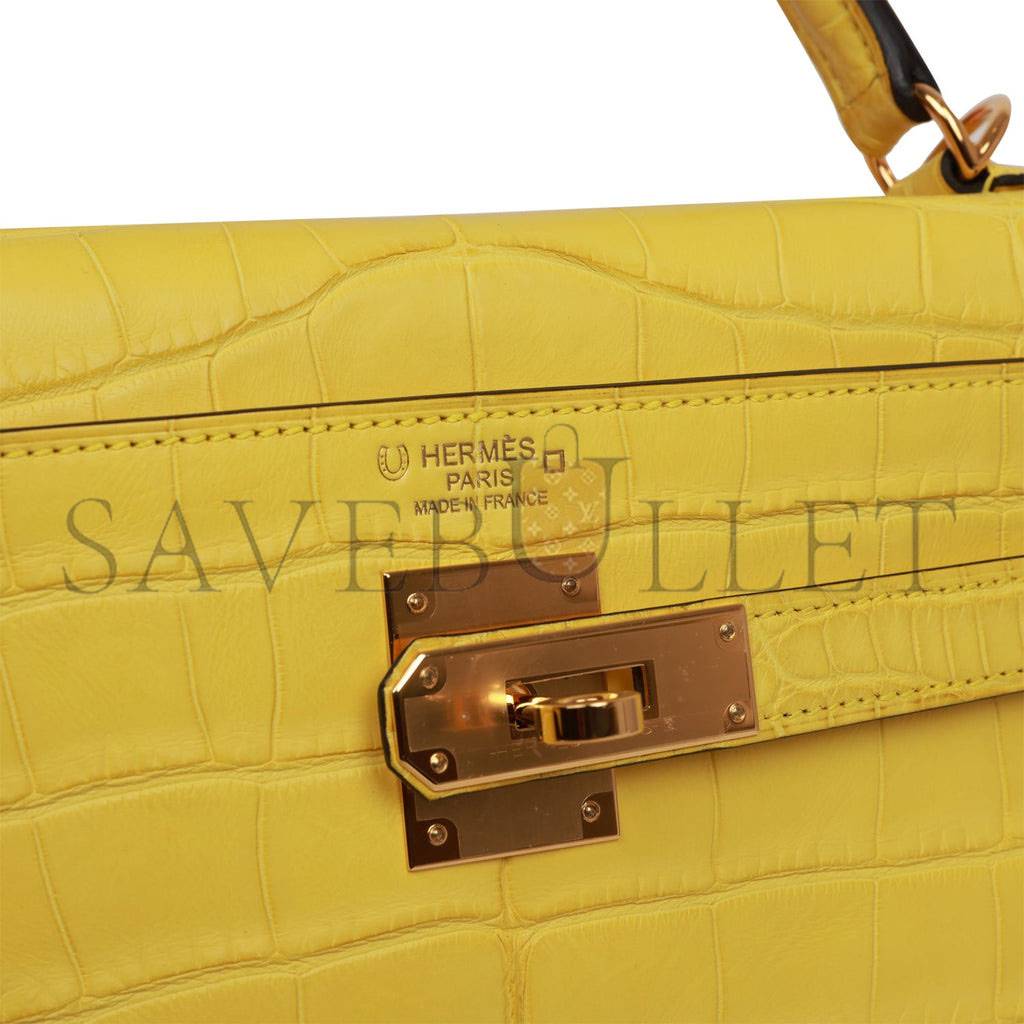 H**mes special order (hss) kelly retourne 32 mimosa matte alligator gold hardware (32.*23*10.5cm)