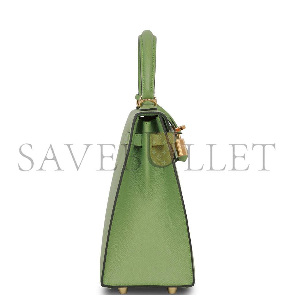 H**mes kelly sellier 25 vert criquet epsom gold hardware handmade (25*17*7cm)